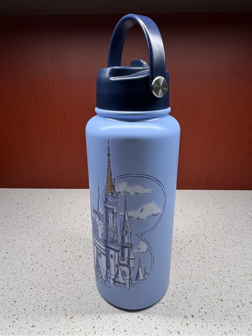 NEW 2026 DISNEY WORLD CINDERELLA CASTLE JUMBO 1 LITER WATER BOTTLE IN BLUE